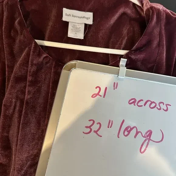 Soft Surroundings Shirt Womens XL Purple Velour Tunic Scoop Neck Long Sleeve Top - Picture 7 of 7